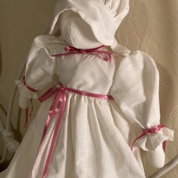 Handmade simple rabbit doll with pretty hand embroidered dress cow pig chicken - Picture 11 of 14